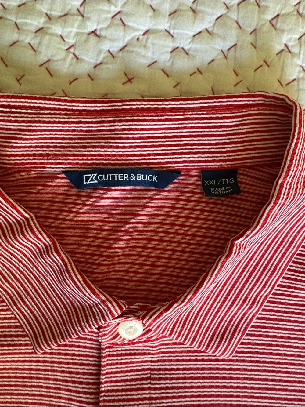 ⚫️🔴 Georgia Bulldog Cutter & Buck Men’s Red Striped Golf Polo Shirt ⛳️⛳️XXL - Picture 6 of 10